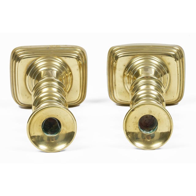 Pair Victorian Brass Candlesticks For Sale - Image 4 of 5