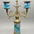 Turquoise Antique Longwy France 1920s Turquoise Floral Enamel and Brass Two Arm Candelabra For Sale - Image 8 of 12
