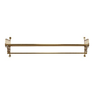 Mid 20th Century Art Nouveau Polished Brass Wall Mount Towel Rack For Sale