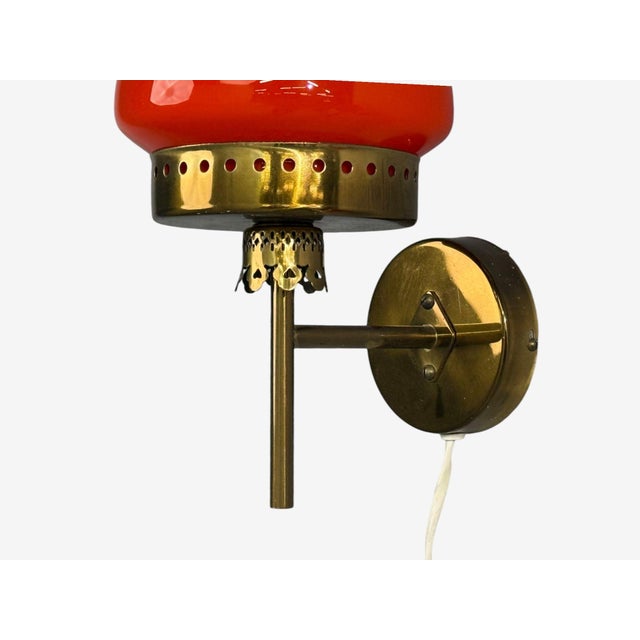 1970s Örsjö Industri Ab, Wall Lights, Brass, Orange Glass - Pair For Sale - Image 9 of 11