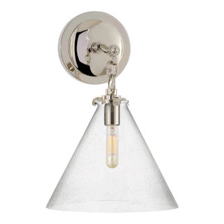 Thomas O'Brien for Visual Comfort Signature Katie Small Conical Sconce in Polished Nickel with Seeded Glass For Sale