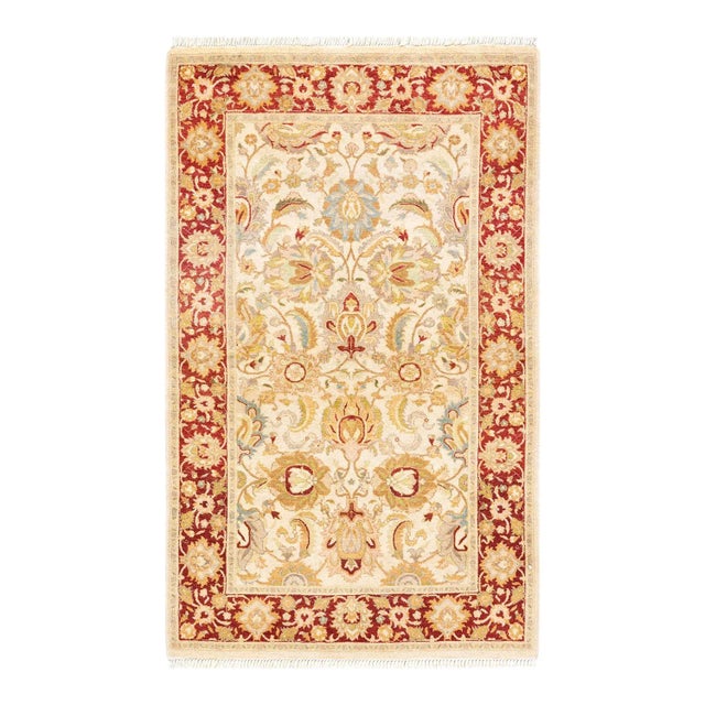 Ivory Mogul, One-of-a-Kind Hand-Knotted Area Rug in Ivory, 3' 2" x 5' 2" For Sale - Image 8 of 8