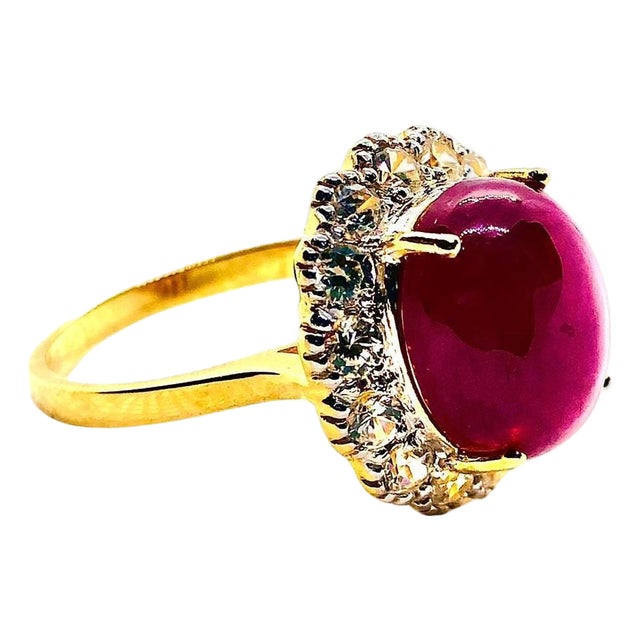 Bochic “Capri” Vintage Natural Ruby & Natural Topaz Retro Ring Set In 18K Gold For Sale