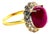 Bochic “Capri” Vintage Natural Ruby & Natural Topaz Retro Ring Set In 18K Gold For Sale