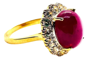 Bochic “Capri” Vintage Natural Ruby & Natural Topaz Retro Ring Set In 18K Gold