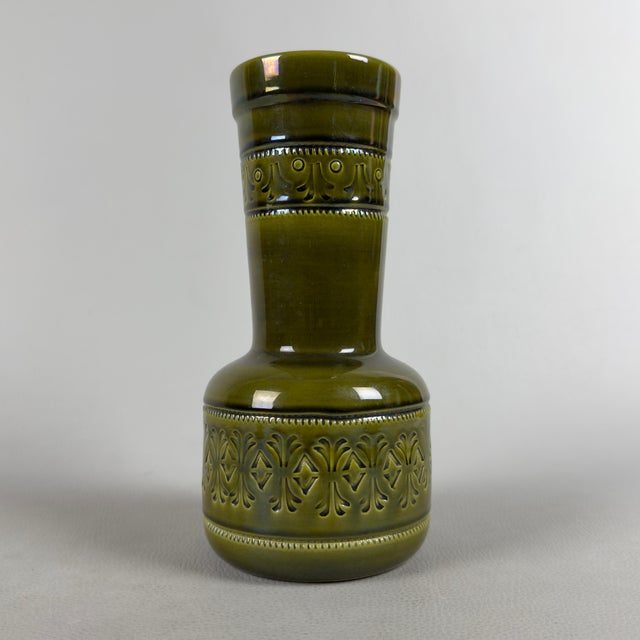 Vintage Iridescent Green Majolica Ceramic Vase from Facs San Marino, 1960s For Sale - Image 3 of 11