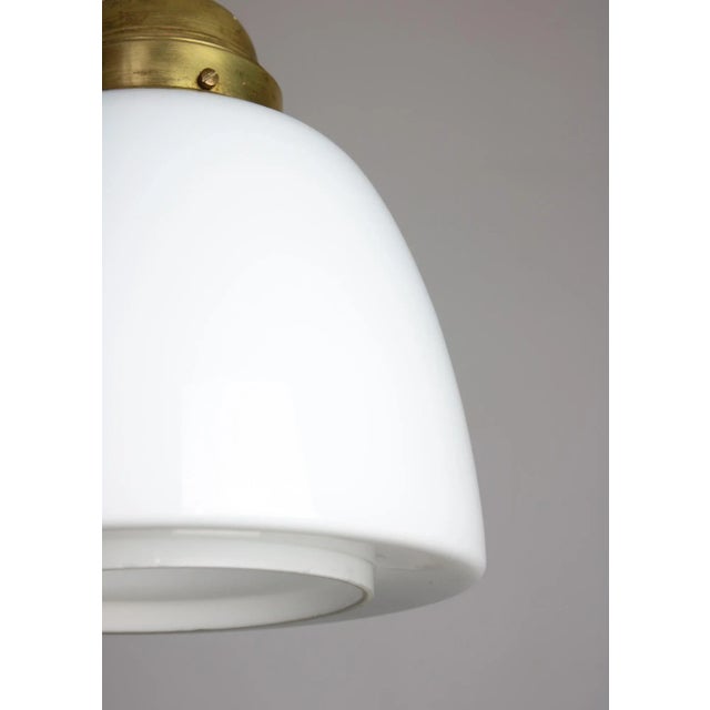 1960s Mid-Century Opaline Glass & Brass Pendant Lamp For Sale - Image 5 of 11
