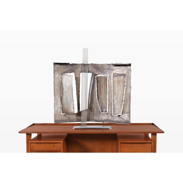 Gray Vintage Oversized Brutalist Metal Sculpture by John Balossi, Signed For Sale - Image 8 of 12