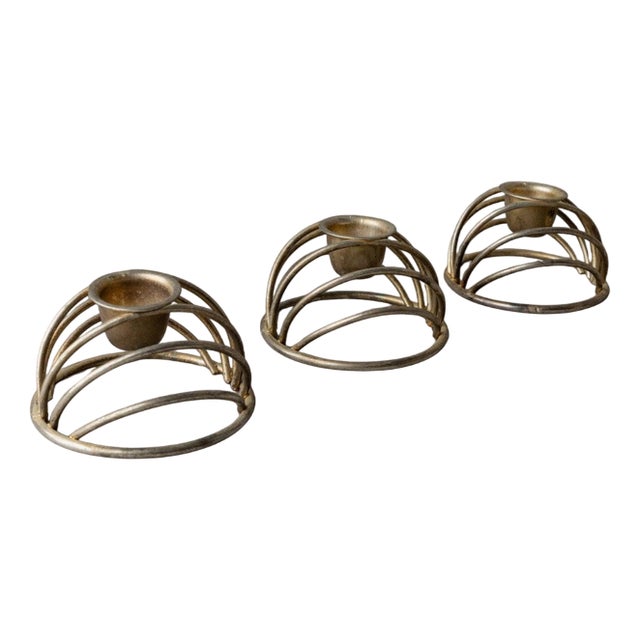 Vintage Brass Candleholders, Italy, 1970s, Set of 3 For Sale