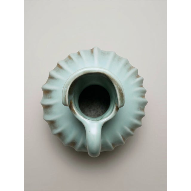 Iridescent Celadon Green Ceramic 9002 Vase by B. Letalle Saint-Clément, 1960s For Sale - Image 4 of 9