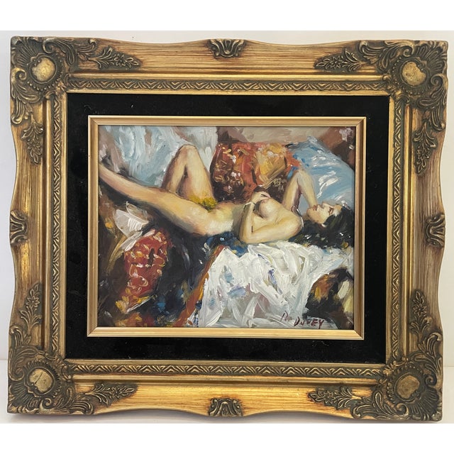 Off-white Mid 20th Century Randall Davey, Reclining Nude, Oil on Canvas, 8" X 10" For Sale - Image 8 of 8