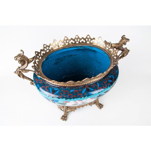 French Taste Japonisme Ormolu-Mounted Japanese Cloisonné Cachepot, Decorative, Plant Holder, Accessory, Japonese For Sale In Seattle - Image 6 of 8
