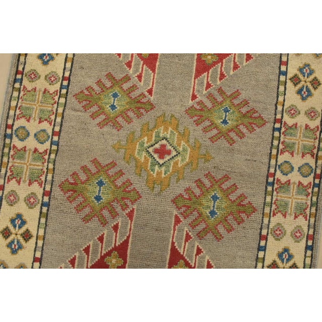 Gray Kazak Runner 2’1” X 5’11” Gray Wool Tribal Hand-Knotted Oriental Rug For Sale - Image 8 of 12