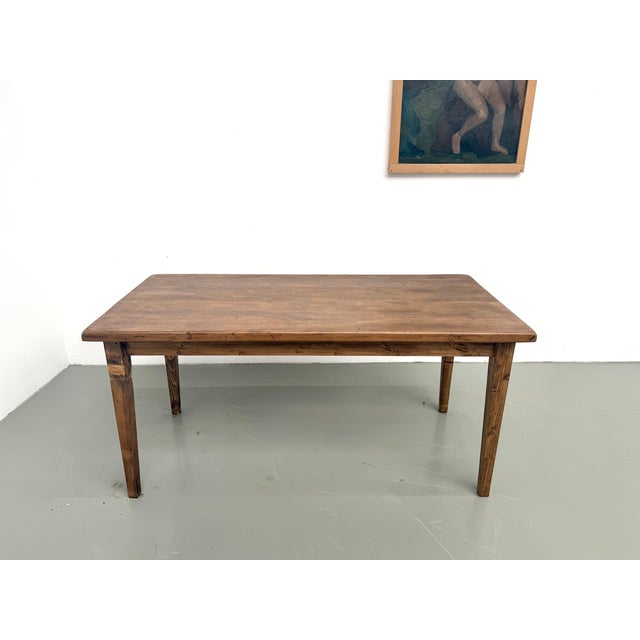 Oak Farmhouse Table with Tapered Pine Legs, France, 1950s For Sale - Image 10 of 18