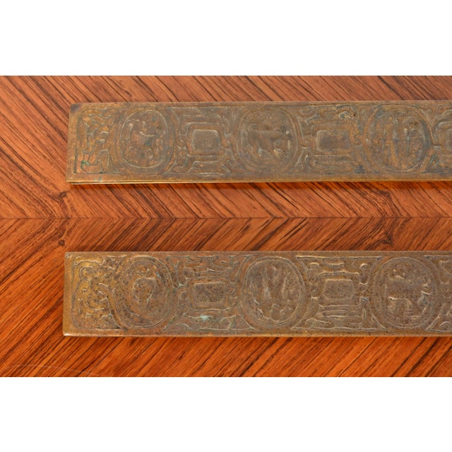 Tiffany Studios New York Zodiac Bronze Doré Blotter Ends For Sale In South Bend - Image 6 of 12