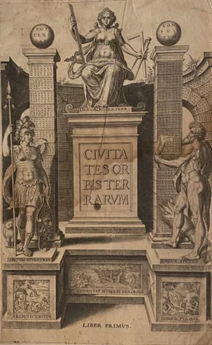 Unknown, Frontispiece: Civitates Orbis Terrarum, Original Etching, 1580