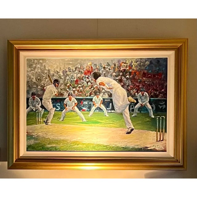 "English Cricket" Contemporary Figurative Sport Painting, Framed For Sale - Image 10 of 13