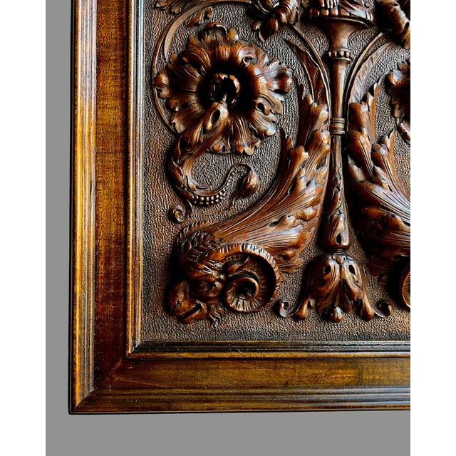 Wood Antique Renaissance Revival Walnut Carved Cherub Wall Panel, 1800s For Sale - Image 7 of 15