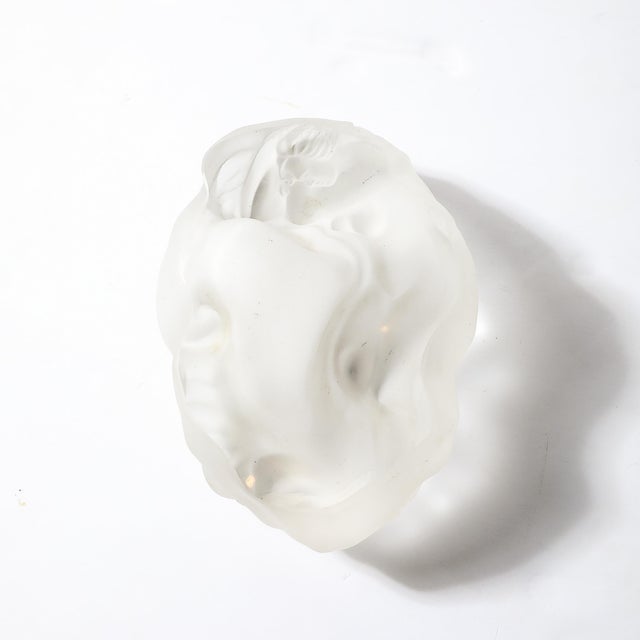 Mid-Century Modern MidCentury Frosted Glass Sleeping Beauty Sculptural Nude Dish Signed R Lalique For Sale - Image 3 of 18