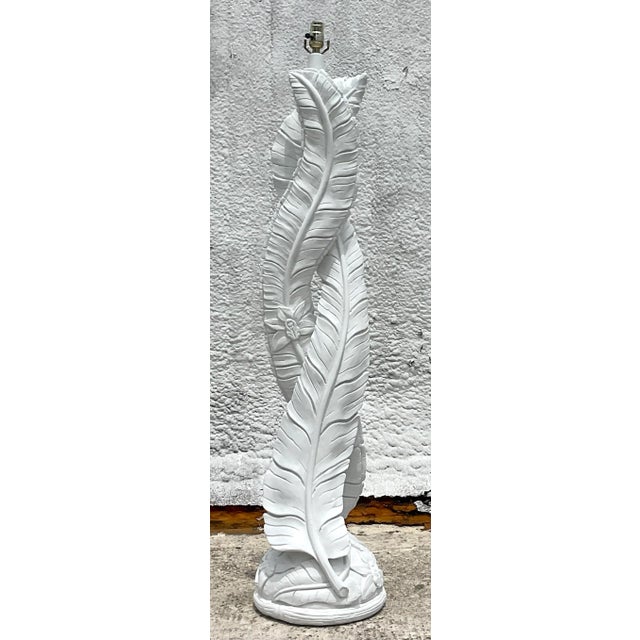 Vintage Coastal Twisted Banana Leaf Floor Lamp For Sale - Image 4 of 6