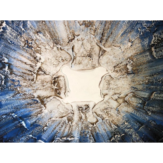 Textured Blue Painting Signed For Sale In New York - Image 6 of 8