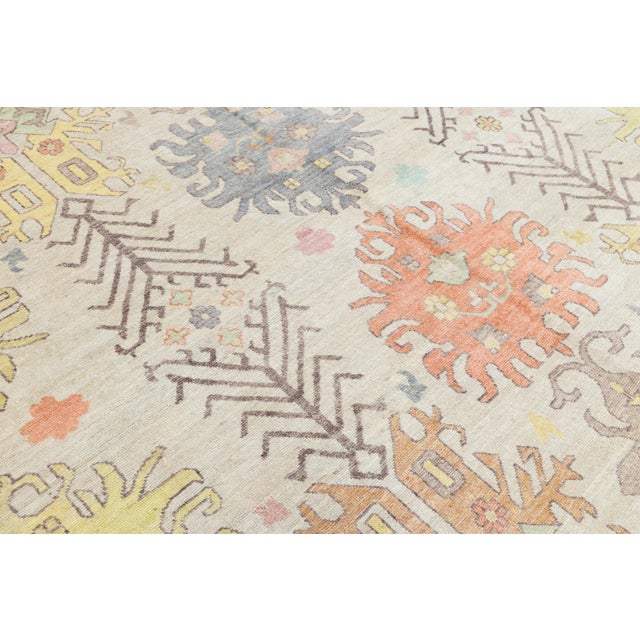 Textile 12x16 Hand-Knotted Modern Oushak Style Area Rug Pastel Geometric Tribal Wool Rug For Sale - Image 7 of 10