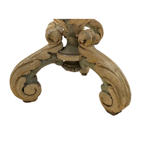 18th Century 18th. Century French Blue Carved Wood Candelabrums - a Pair For Sale - Image 5 of 7