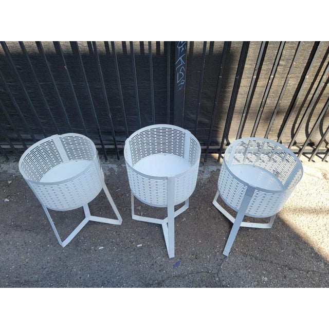 1970s Mid Century Modern White Metal Baskets - Set of 3 For Sale - Image 11 of 18