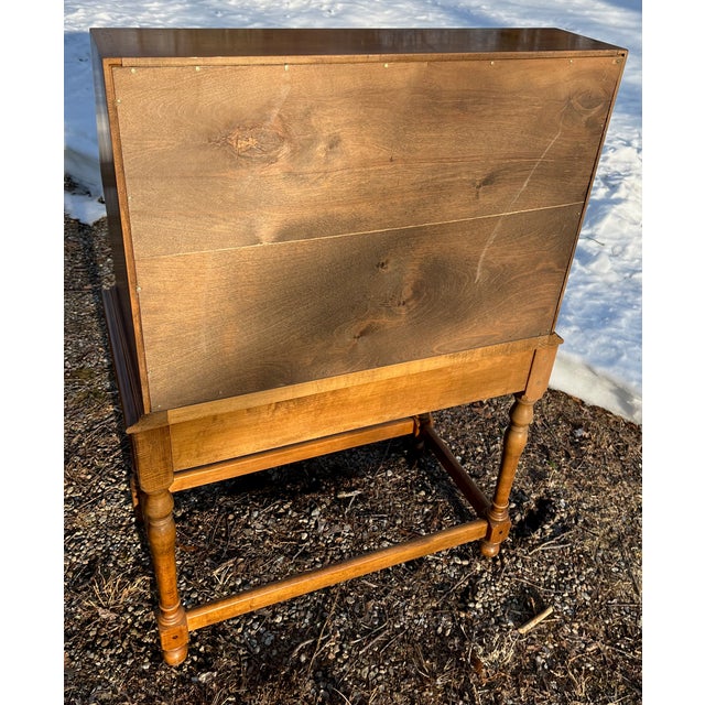 Wood Ethan Allen Desk Solid Maple Slant Top Secretary From C1776 Collection For Sale - Image 7 of 11
