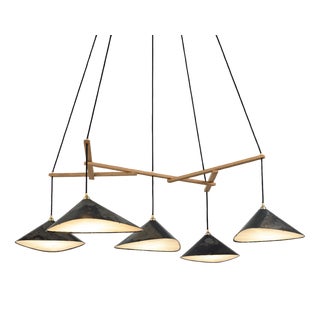 Emily Group of Five Hanging Lamp with Oxidized Shades from Moss Objects For Sale