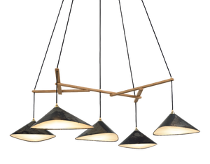 Emily Group of Five Hanging Lamp with Oxidized Shades from Moss Objects
