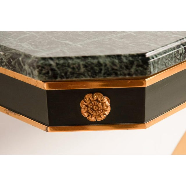 Empire Console Table with Green Alps Marble Top and Gold-Plated Friezes, 1970s For Sale - Image 11 of 12
