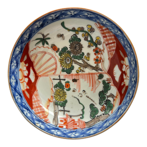 1940s Japan Ancestry Abstract Floral Earthenware Imari Bowl