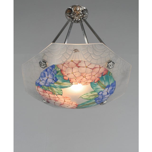 Art Deco French Art Deco Pendant Light by Loys Lucha - 1930 Chandelier France For Sale - Image 3 of 12