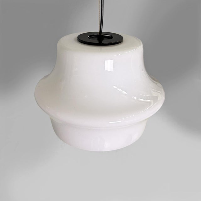 Glass Mid-Century Modern Italian Opaline Glass Pendant Lights, 1950s, Set of 2 For Sale - Image 7 of 8