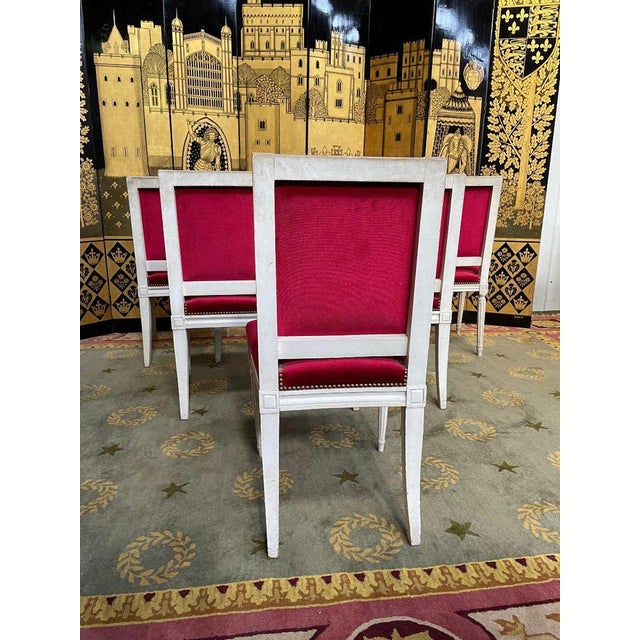 Louis XVI Red Velvet Chairs, Set of 6 For Sale - Image 4 of 12