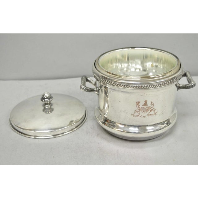Vintage Fb Rogers English Regency Silver Plated Coat of Arms Covered Ice Bucket For Sale - Image 9 of 17