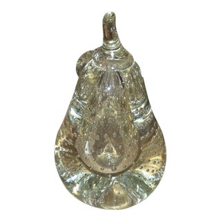 Murano Glass Pear With Controlled Bubbles For Sale