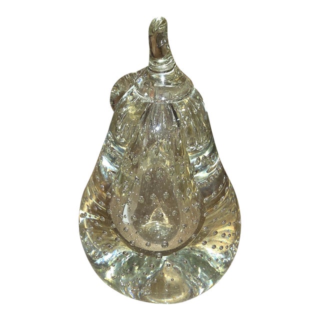 Murano Glass Pear With Controlled Bubbles For Sale