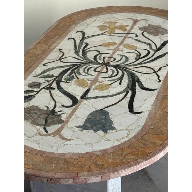 1970s Italian Marble Floral Mosaic Dining Table For Sale - Image 4 of 11