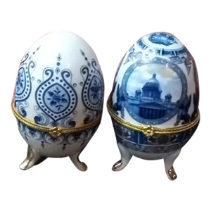 VIntage Bone China Pair of Egg Trinket Holders