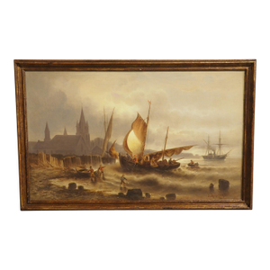 Dramatic 19th Century Maritime Oil on Canvas Painting by Josef Mahorcig, 1880