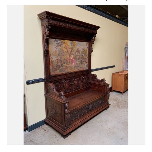 Brown Antique Walnut Bench, 1880s For Sale - Image 8 of 13