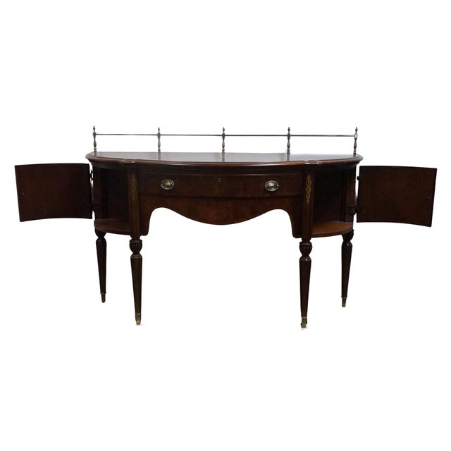 Thomasville Furniture Kent Park Collection Banded Flame Mahogany 68" Buffet Sideboard W. Brass Rail 38921-240 For Sale - Image 9 of 15