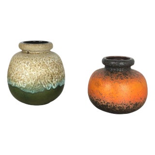 Fat Lava Pottery Vases from Scheurich, Germany, 1970s, Set of 2 For Sale