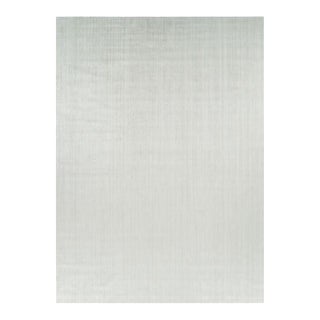 Rug & Kilim’s Oversized Textural Rug in Solid White and Silver-Gray Striae - 13x18 For Sale