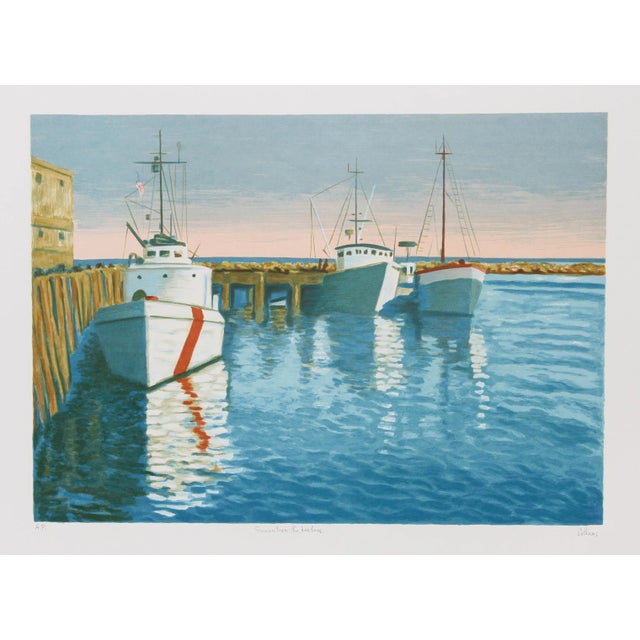 Modern Provincetown, the Harbor Lithograph by L. Marcel Salinas For Sale - Image 3 of 3