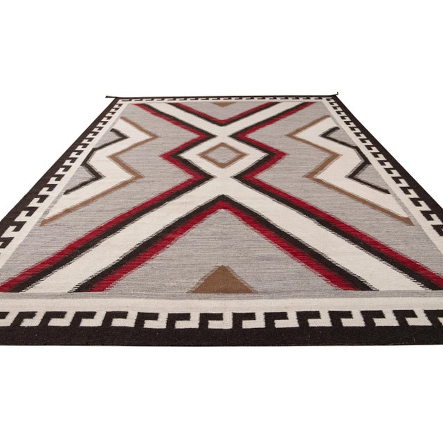 21st Century Modern Flat-Weave Navajo Style Wool Rug For Sale - Image 11 of 12
