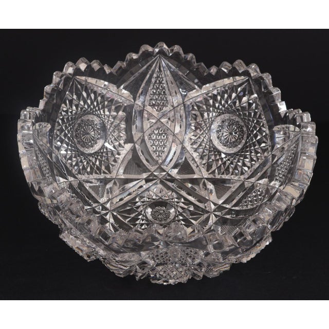 Late 19th Century American Brilliant Period Cut Crystal Bowl – 7" – Deep Hobstars & Sawtooth Rim For Sale - Image 5 of 10