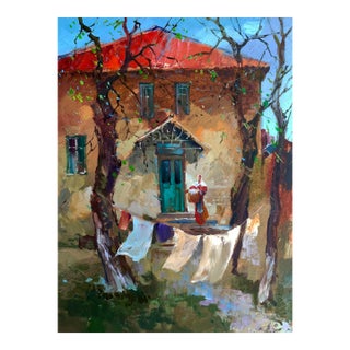 Oil Painting a Light Breeze in the Yard Yuriy Suprunchuk For Sale